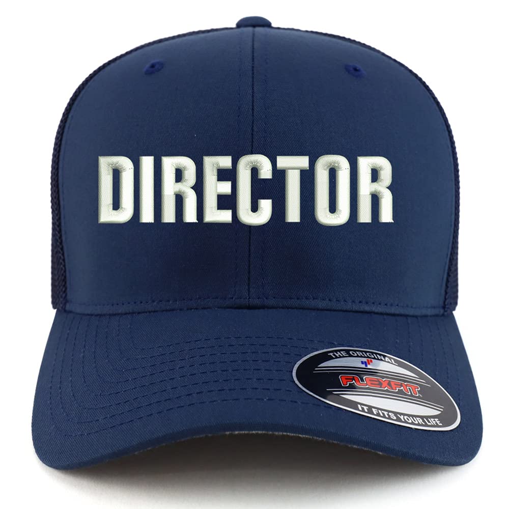 Trendy Apparel Shop Oversized XXL Director Embroiderd Structured Fitted Trucker Mesh Cap