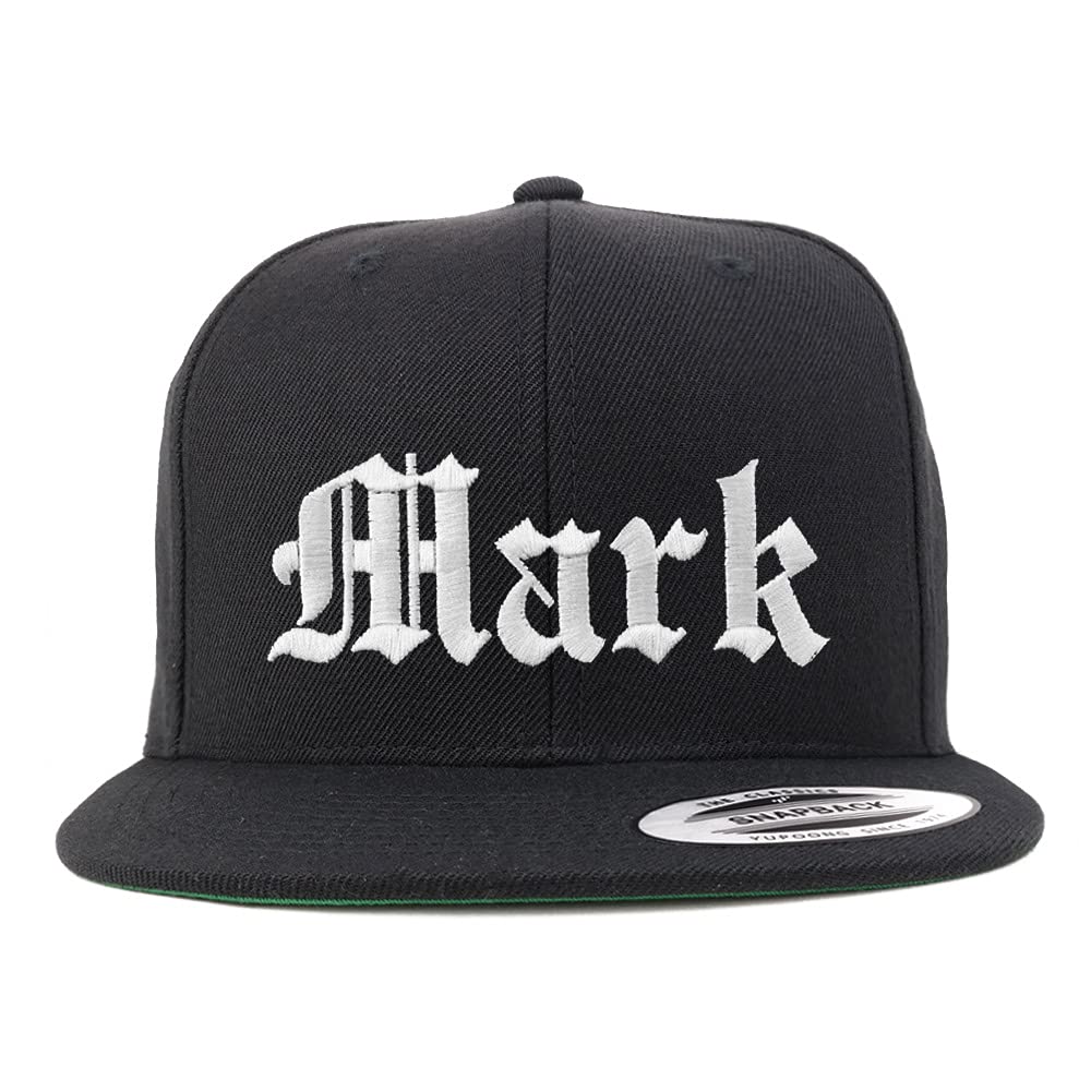 Trendy Apparel Shop Mark Old English Embroidered Flatbill Snapback