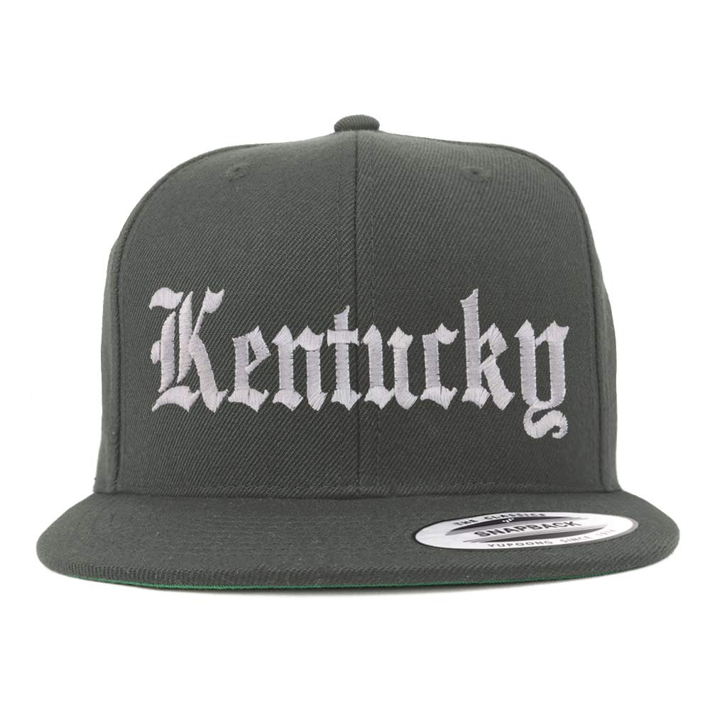 Trendy Apparel Shop Kenturky State Old English Embroidered Flatbill Snapback