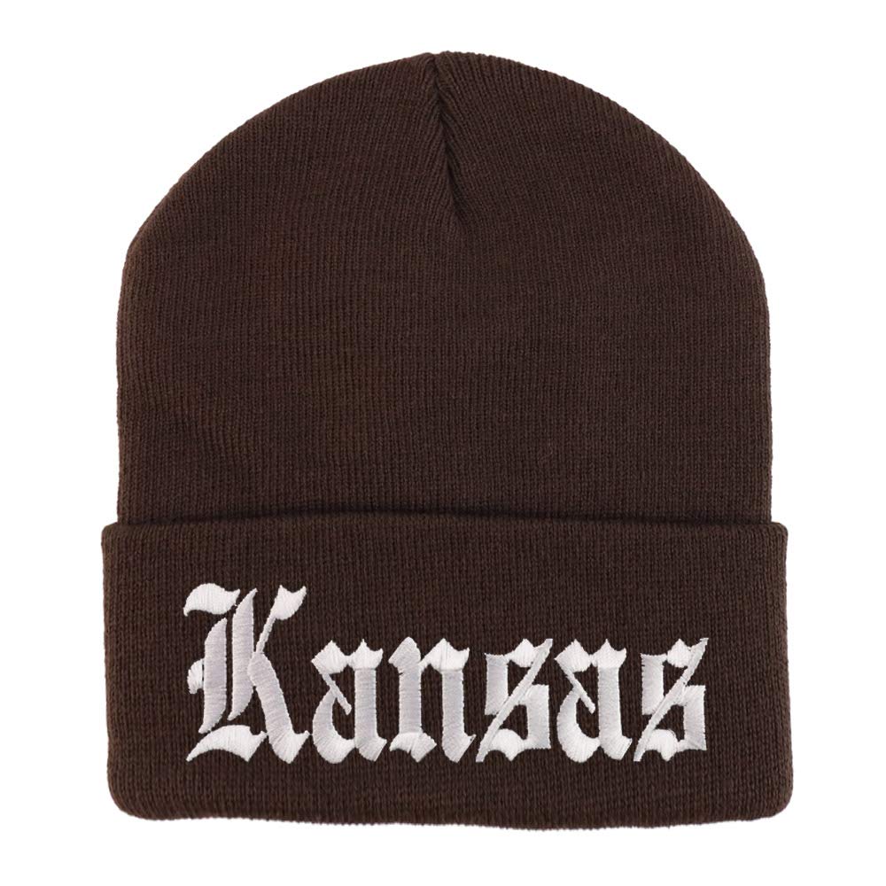 Trendy Apparel Shop Kansas State Old English Embroidered Long Cuff Beanie