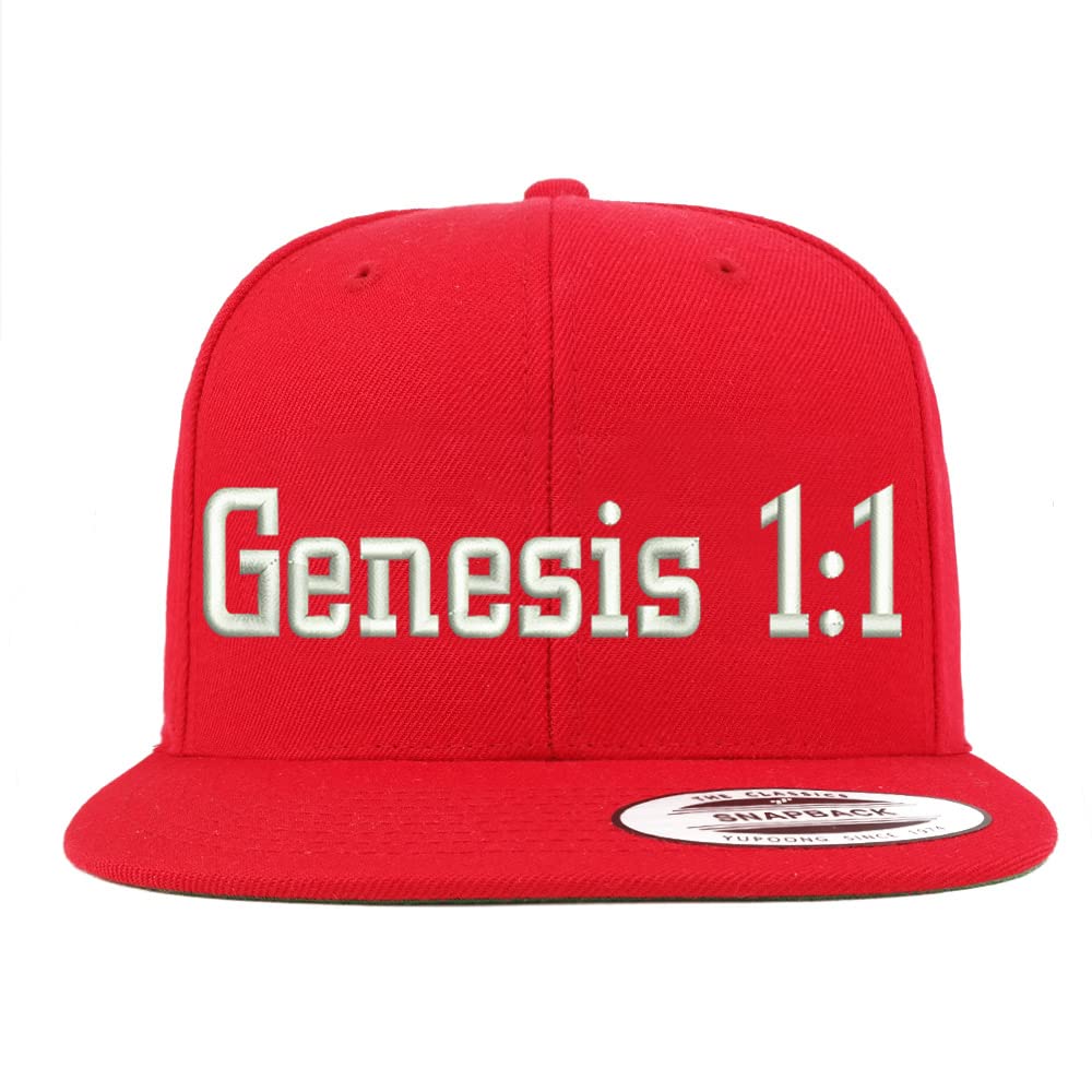 Trendy Apparel Shop Genesis 1:1 Embroidered Flatbill Snapback