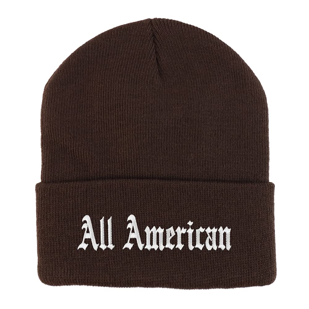 Trendy Apparel Shop All American Old English Embroidered Long Cuff Beanie