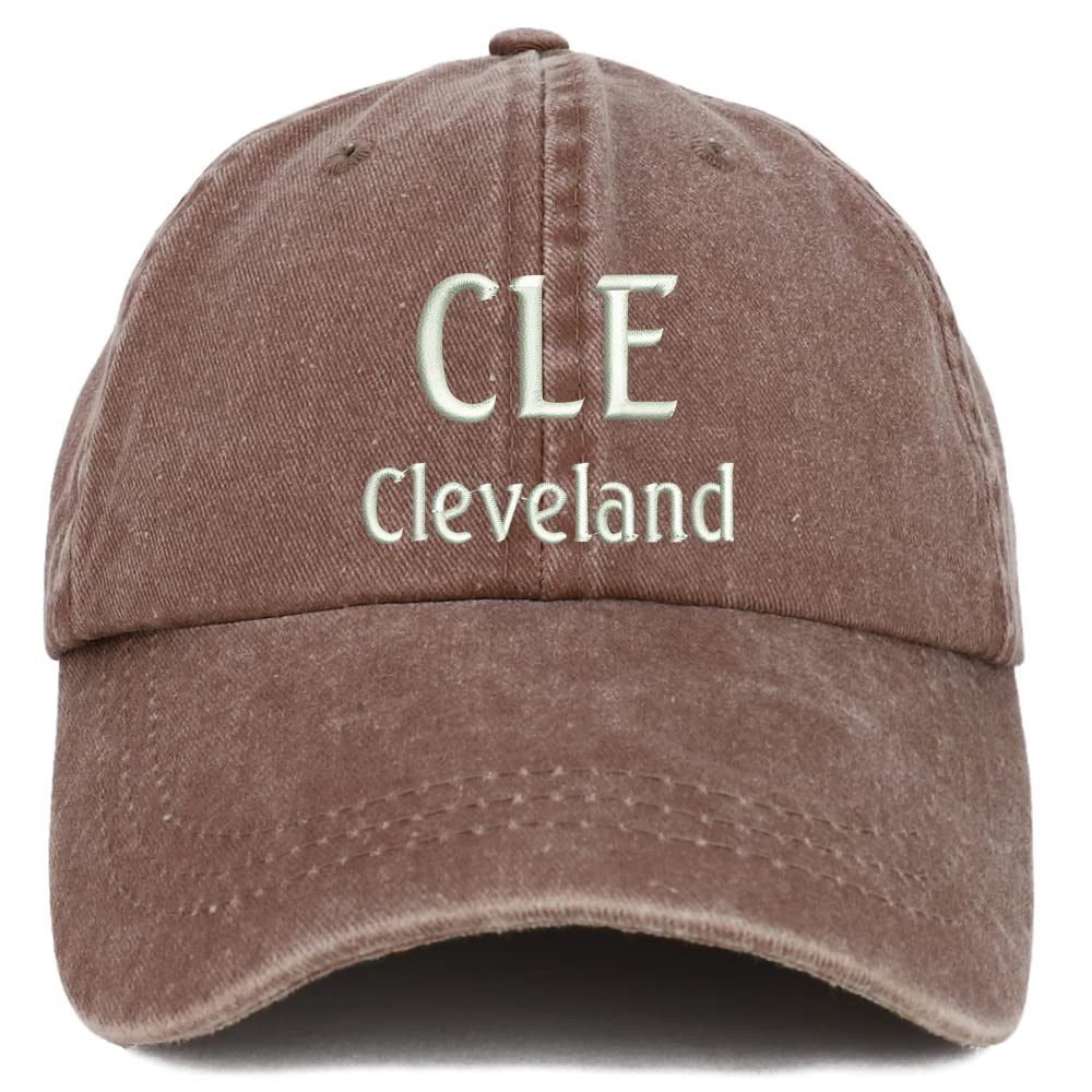 Trendy Apparel Shop CLE Cleveland Embroidered Pigment Dyed Washed Baseball Cap
