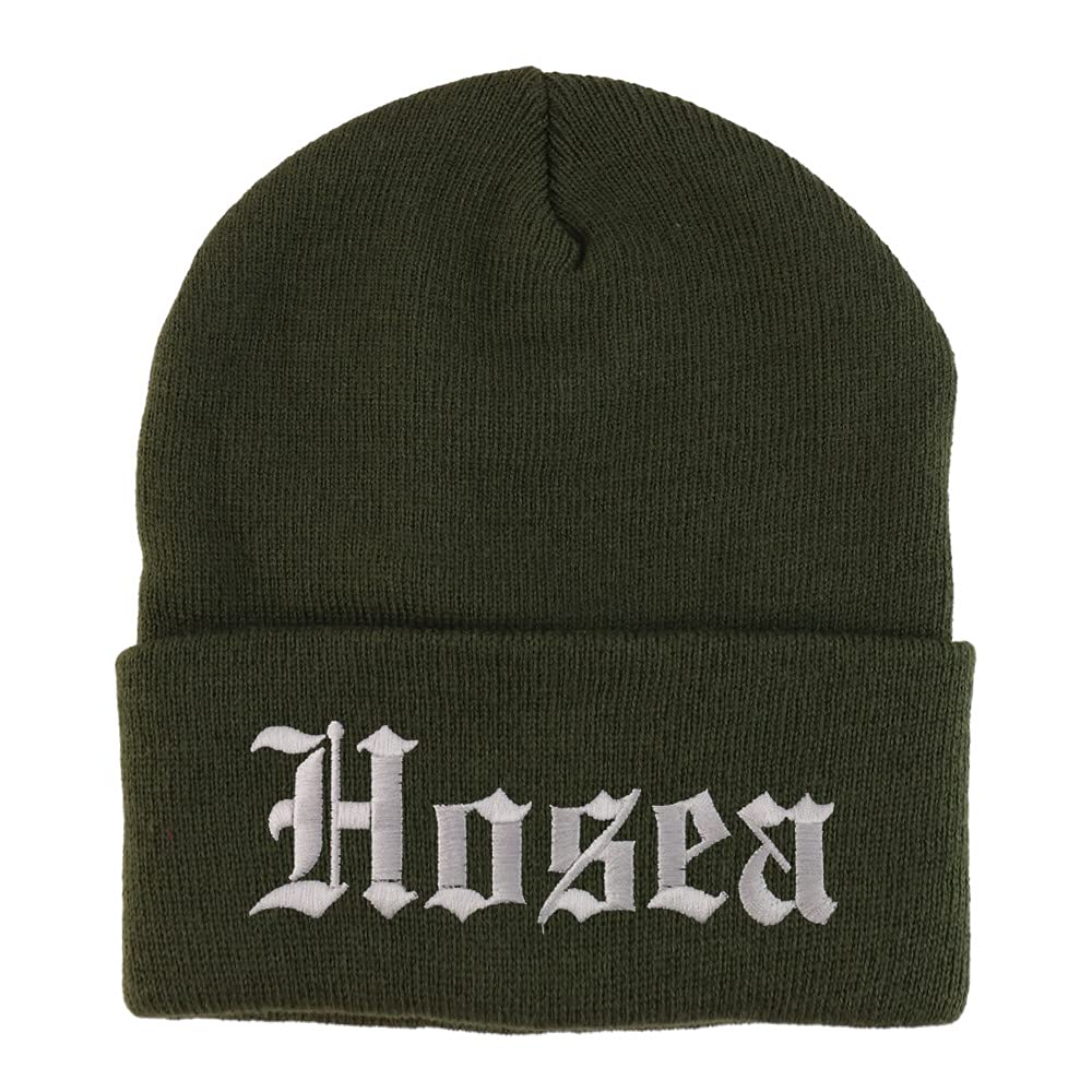 Trendy Apparel Shop Hosea Old English Embroidered Long Cuff Beanie