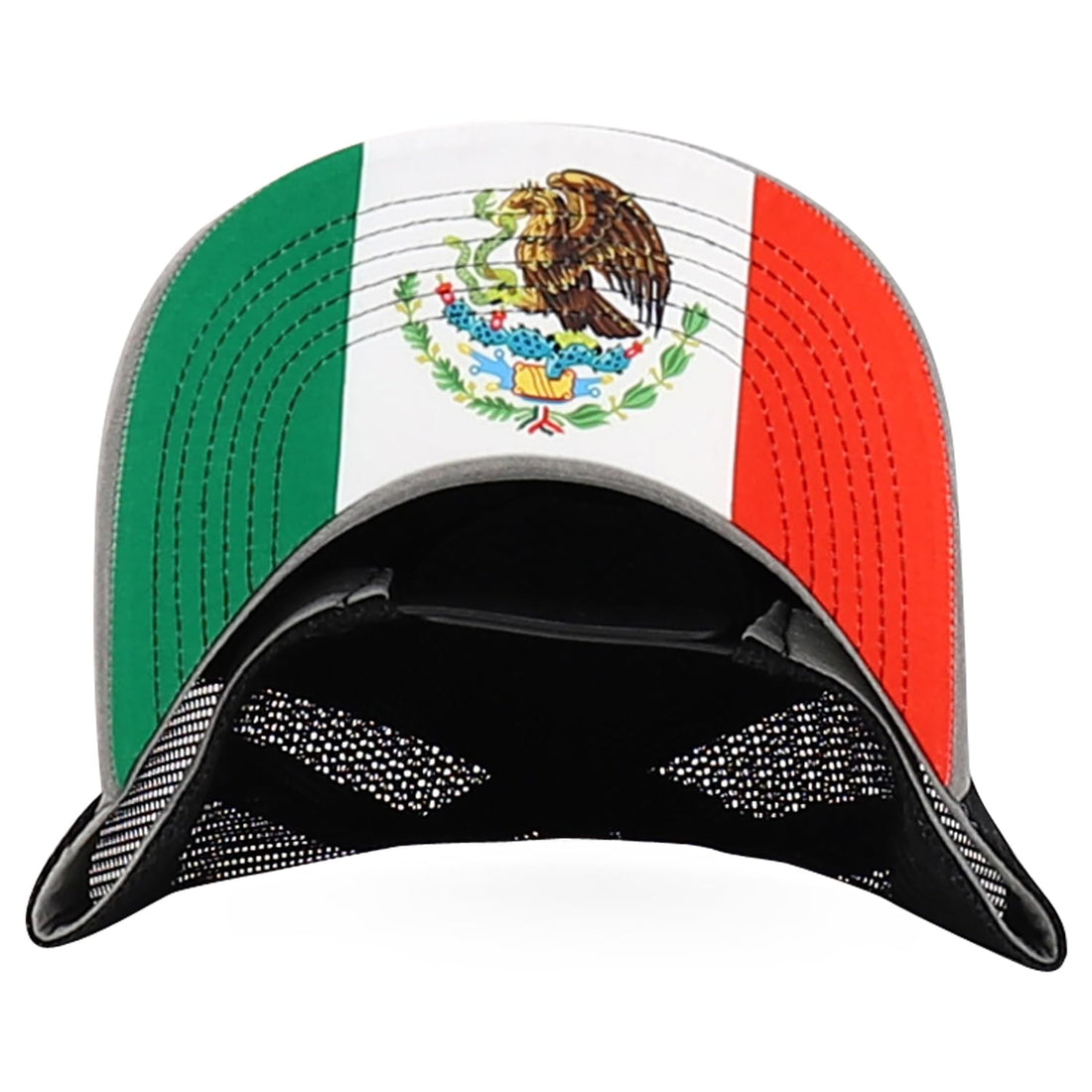 Trendy Apparel Shop 5 Panel Structured Trucker Cap with Mexico Flag Design Undervisor