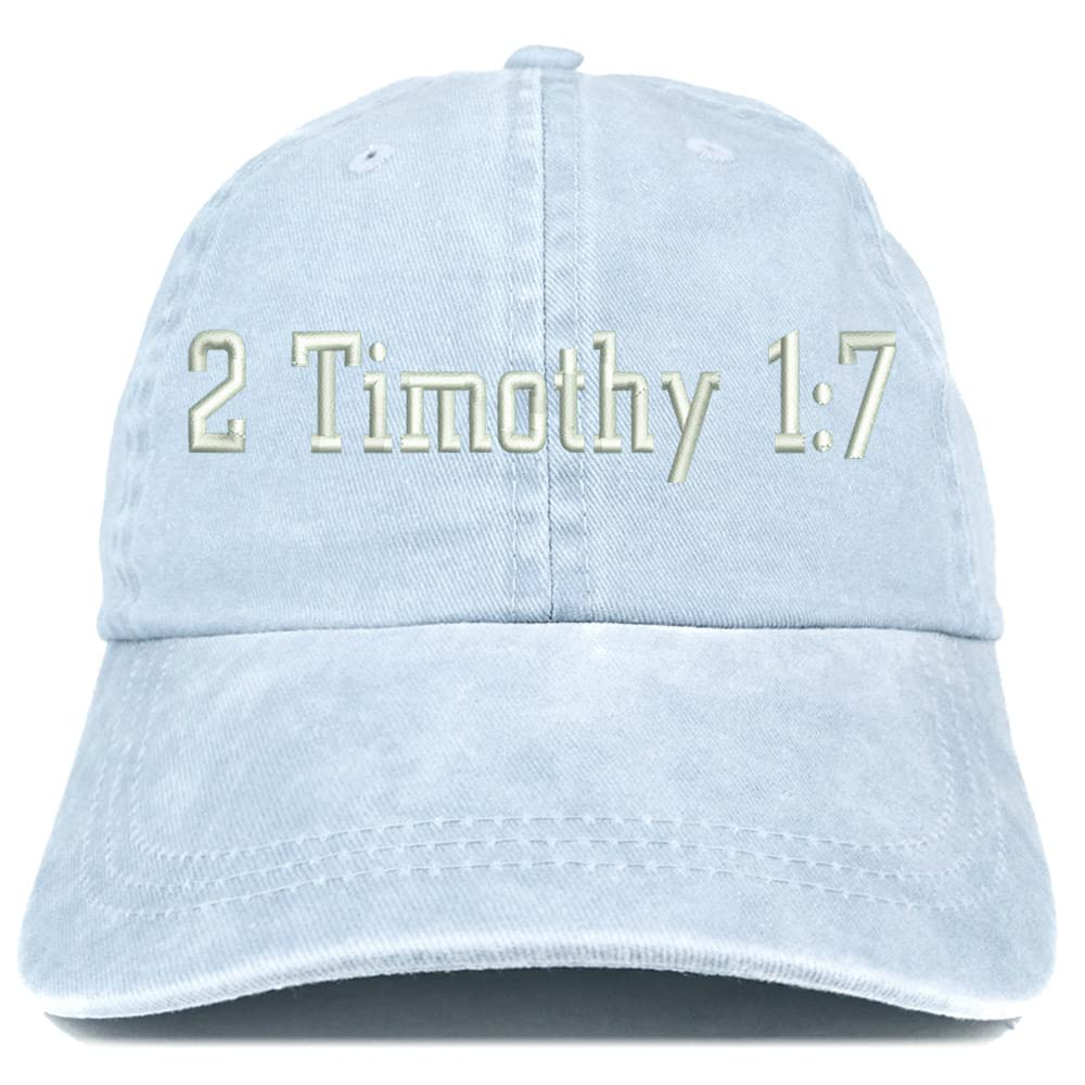 Trendy Apparel Shop 2 Timothy 1: 7 Washed Pigment Dyed Baseball Cap