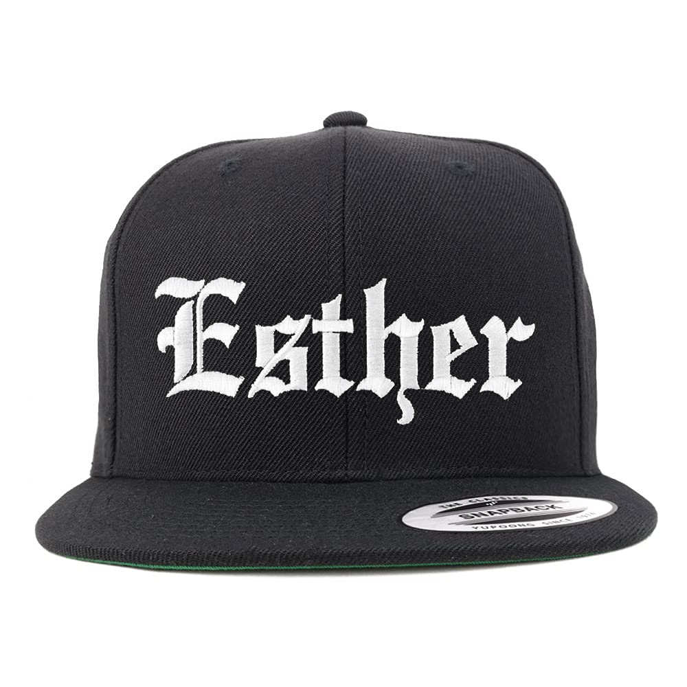 Trendy Apparel Shop Esther Old English Embroidered Flatbill Snapback