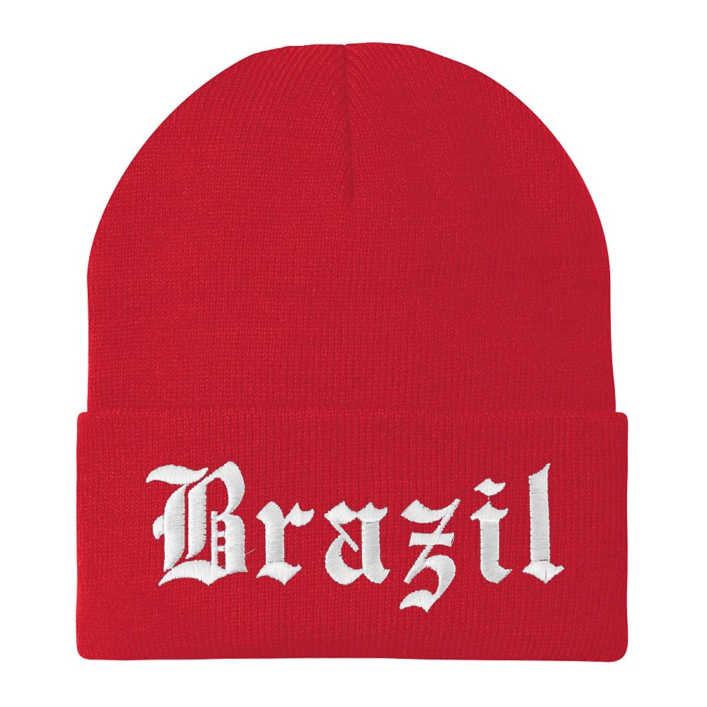 Trendy Apparel Shop Brazil Old English Embroidered Long Cuff Beanie