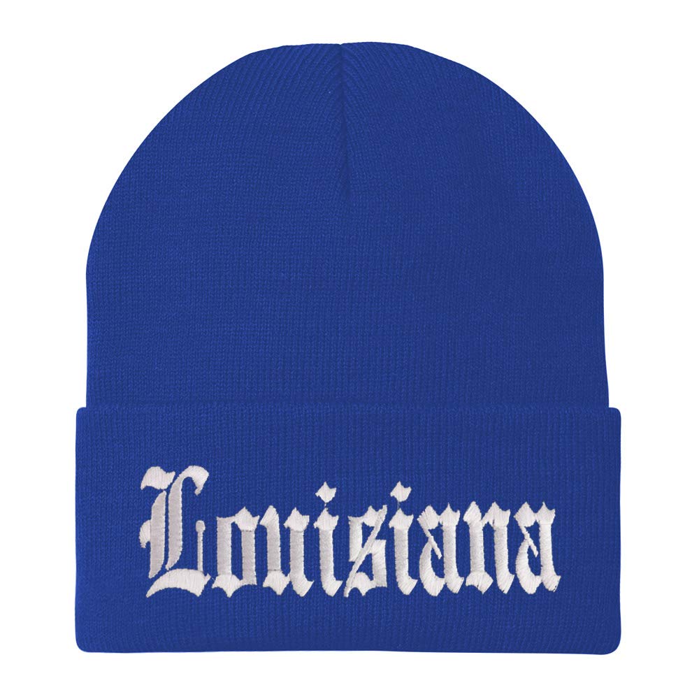 Trendy Apparel Shop Louisuana State Old English Embroidered Long Cuff Beanie