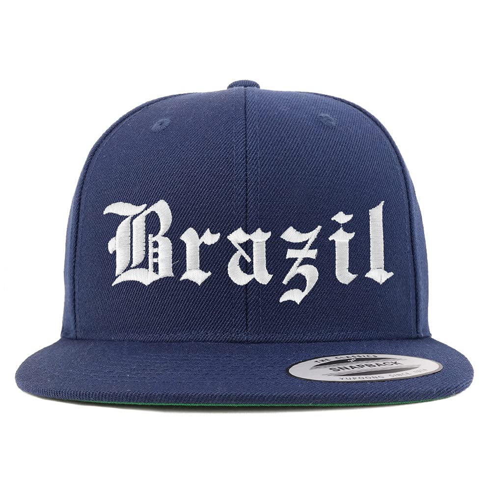 Trendy Apparel Shop Brazil Old English Embroidered Flatbill Snapback