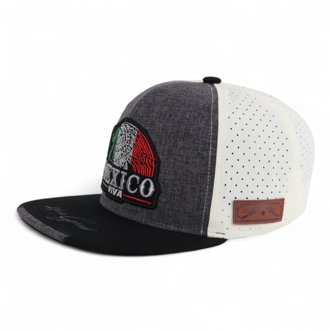 Trendy Apparel Shop Mexico Eagle Embroidered Laser Punching Mesh Back Flatbill Snapback Cap