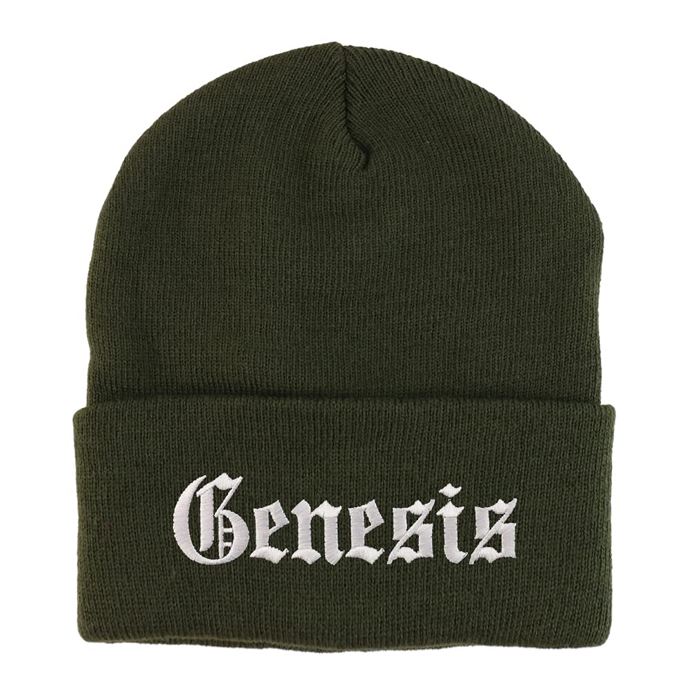 Trendy Apparel Shop Genesis Old English Embroidered Long Cuff Beanie