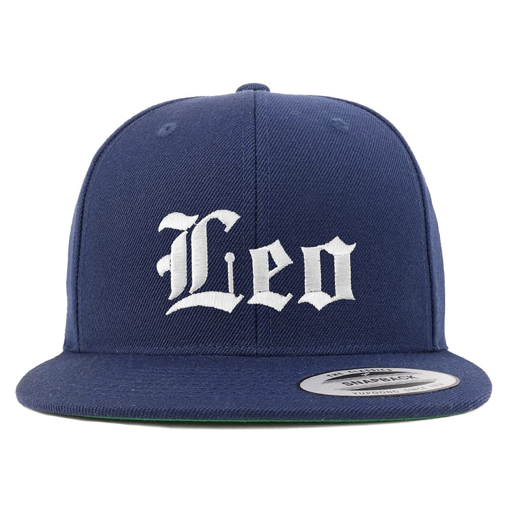 Trendy Apparel Shop Leo Old English Embroidered Flatbill Snapback