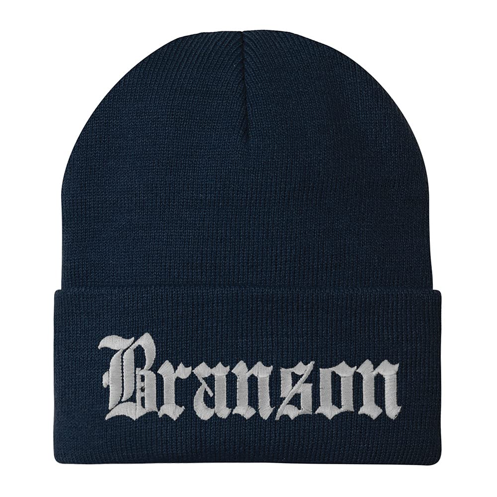 Trendy Apparel Shop Branson Old English Embroidered Long Cuff Beanie