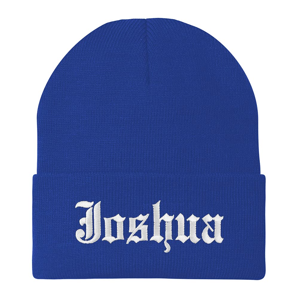 Trendy Apparel Shop Joshua Old English Embroidered Long Cuff Beanie