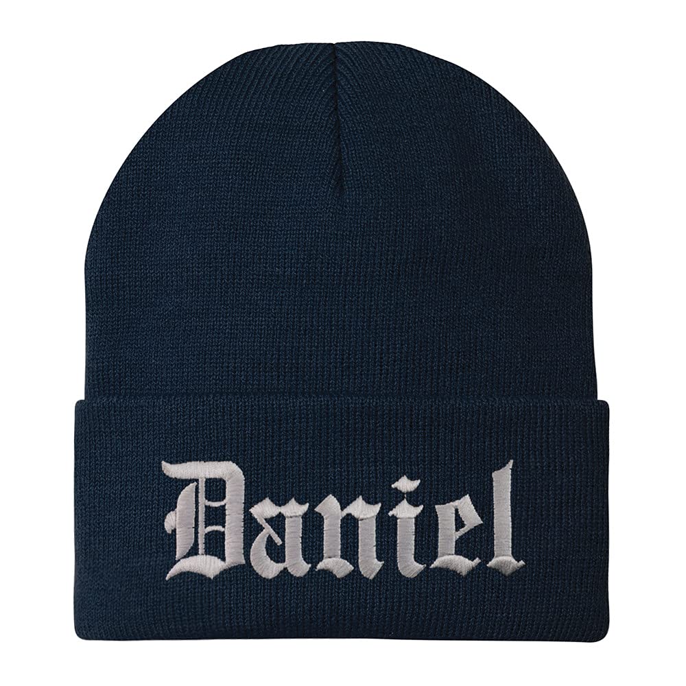 Trendy Apparel Shop Daniel Old English Embroidered Long Cuff Beanie