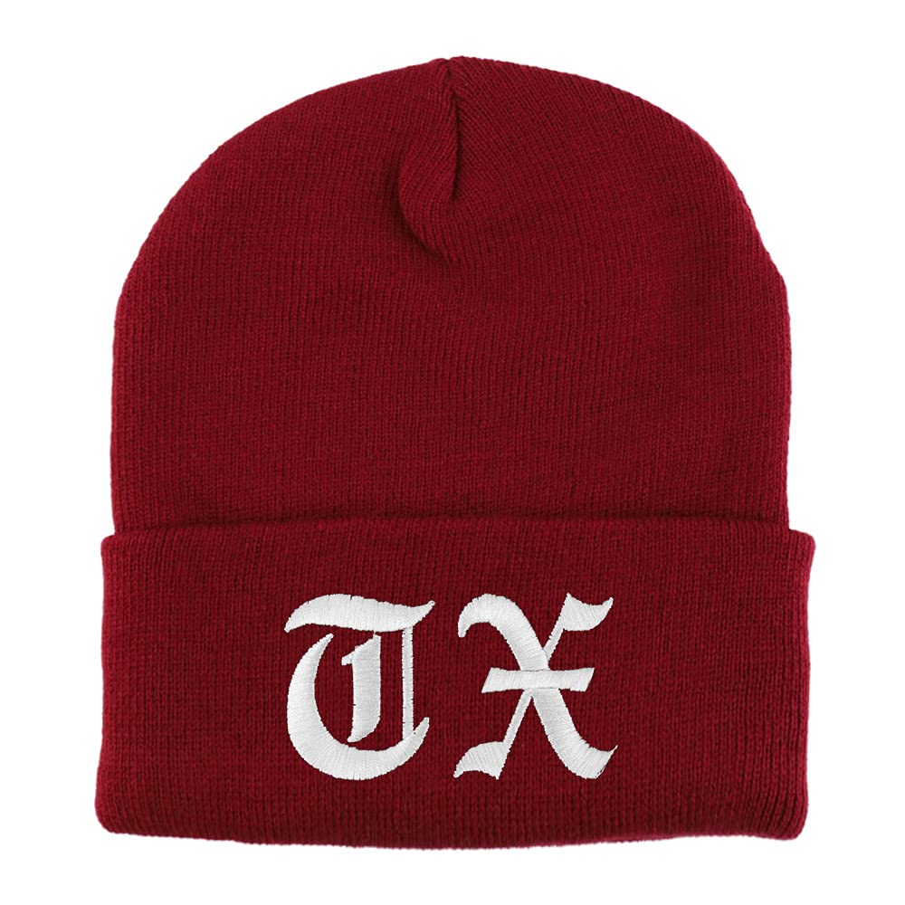 Trendy Apparel Shop Texas TX Old English Embroidered Long Cuff Beanie