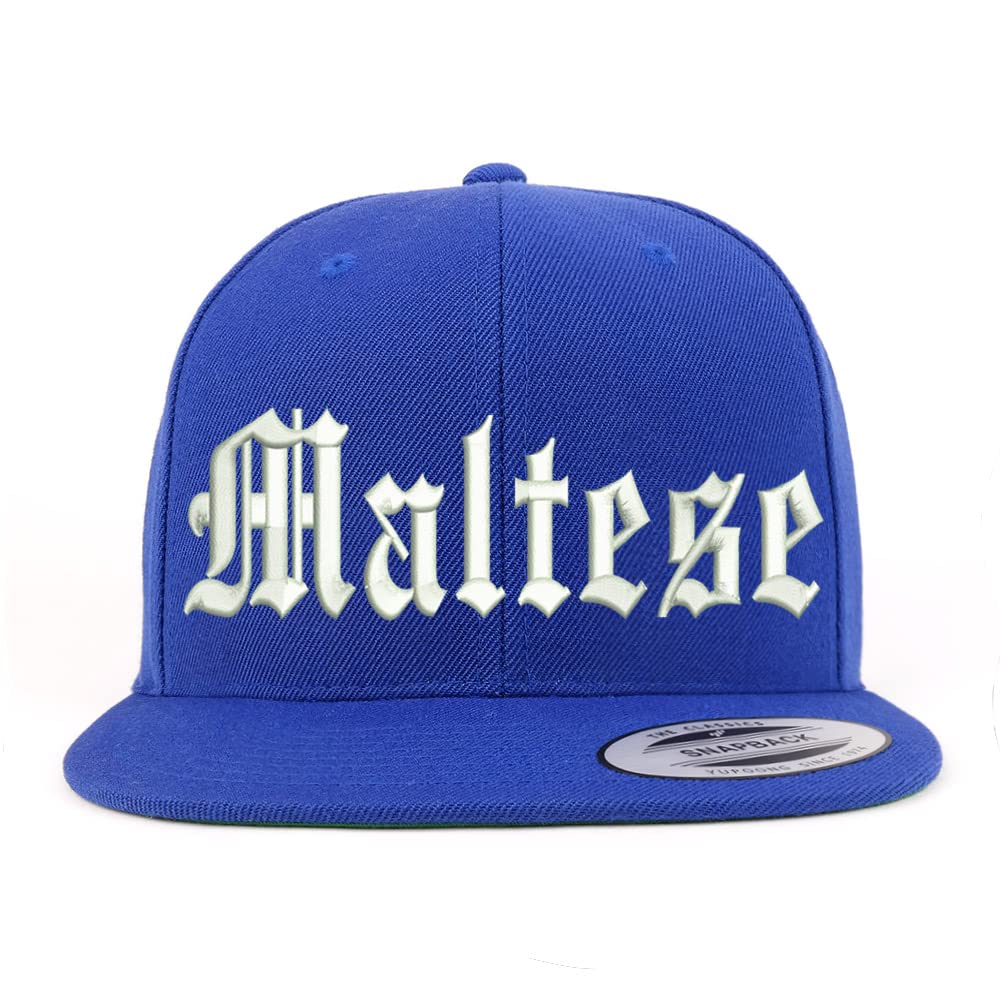Trendy Apparel Shop Old English Maltese Embroidered Flatbill Snapback