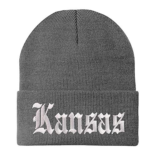 Trendy Apparel Shop Kansas State Old English Embroidered Long Cuff Beanie