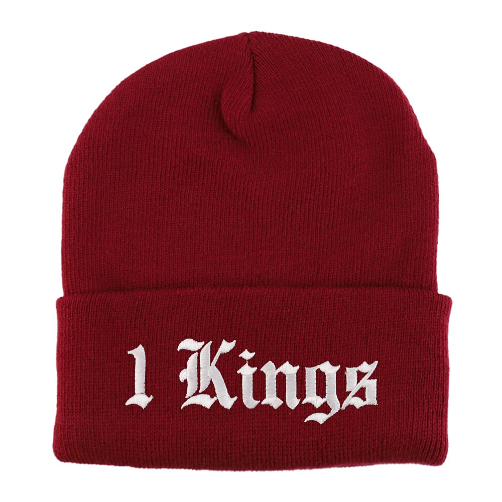 Trendy Apparel Shop 1 Kings Old English Embroidered Long Cuff Beanie