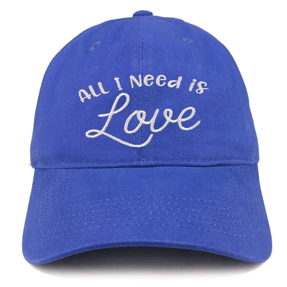 Trendy Apparel Shop All I Need is Love Embroidered Low Profile Soft Cotton Baseball Cap