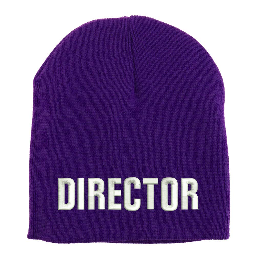 Trendy Apparel Shop Director Embroidered Made in USA Short Acrylic Knit Winter Beanie Hat