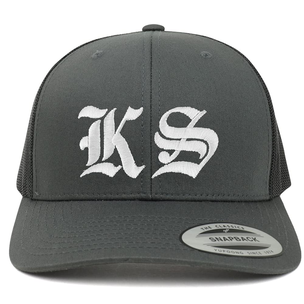 Trendy Apparel Shop Kansas KS Old English 6 Panel Trucker Mesh Cap