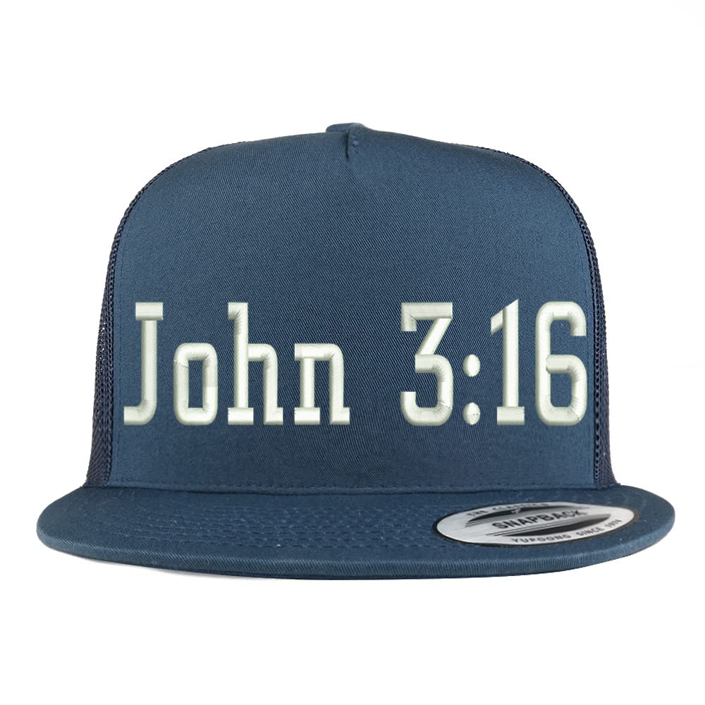 Trendy Apparel Shop John 3:16 5 Panel Flatbill Trucker Cap