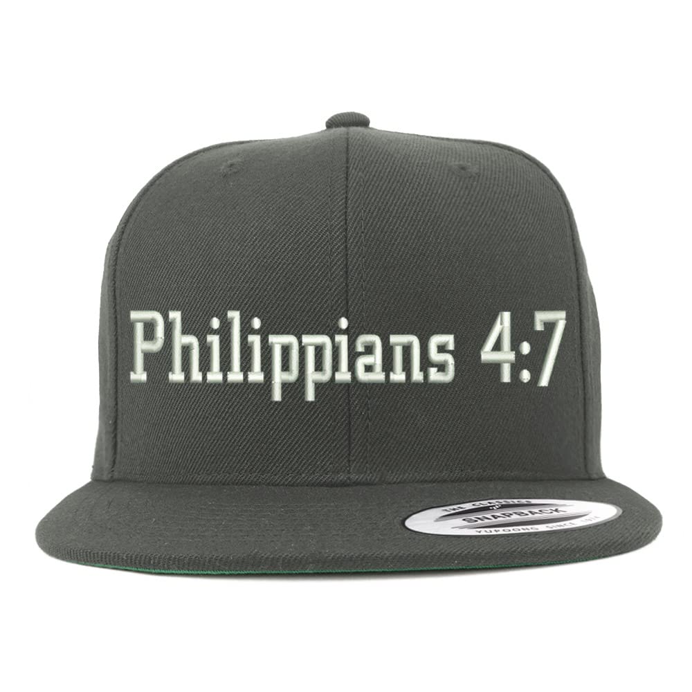 Trendy Apparel Shop Philippians 4:7 Embroidered Flatbill Snapback