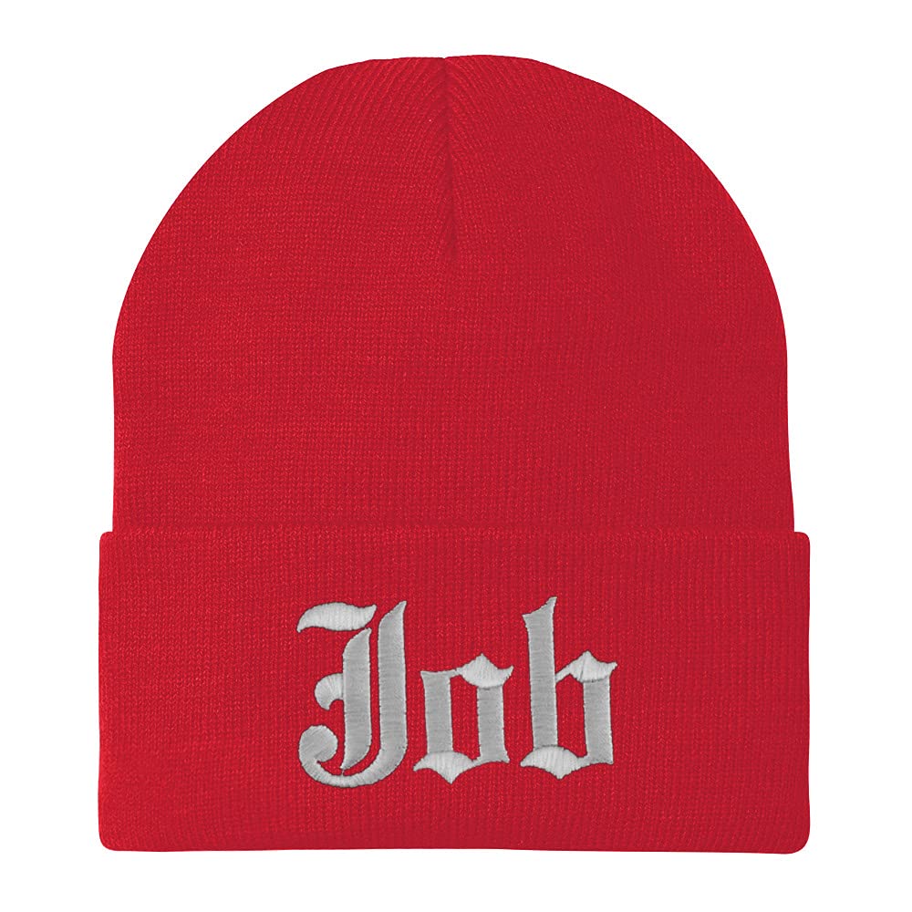 Trendy Apparel Shop Job Old English Embroidered Long Cuff Beanie