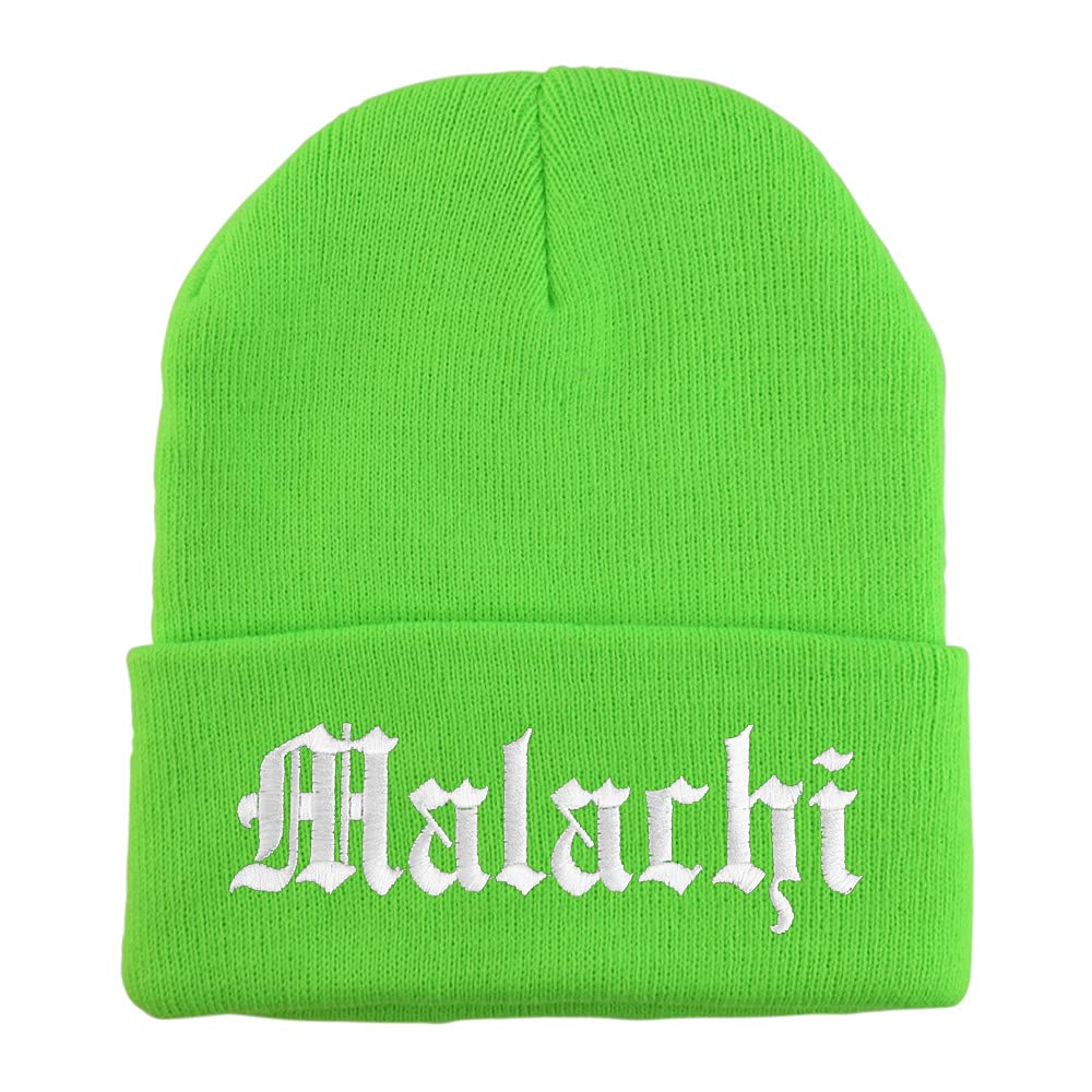 Trendy Apparel Shop Malachi Old English Embroidered Long Cuff Beanie