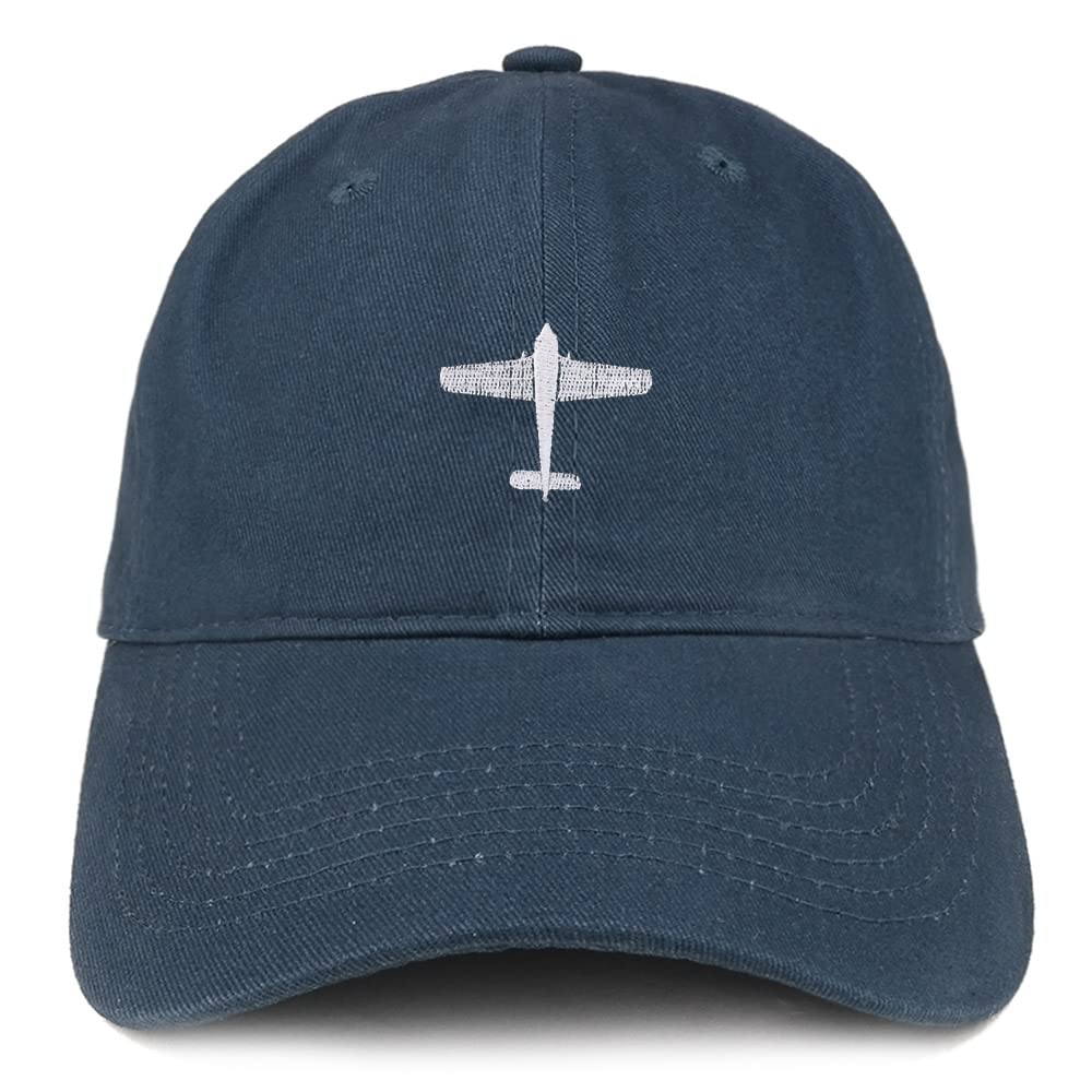 Trendy Apparel Shop Aircraft Bi Plane Embroidered Low Profile Soft Cotton Baseball Cap