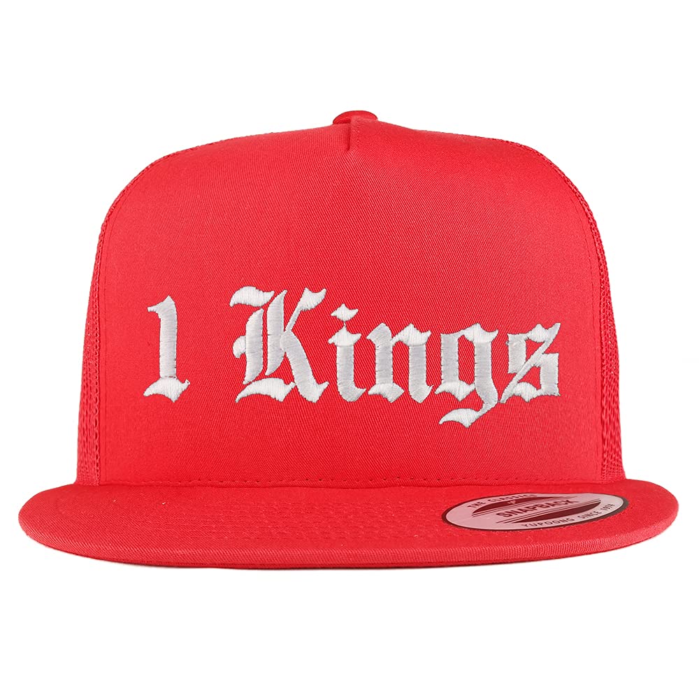 Trendy Apparel Shop 1 Kings Old English 5 Panel Flatbill Trucker Cap