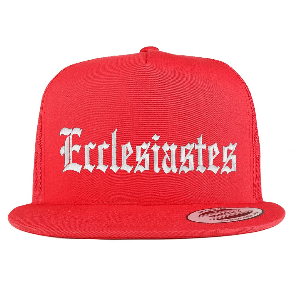 Trendy Apparel Shop Ecclesiastes Old English 5 Panel Flatbill Trucker Cap