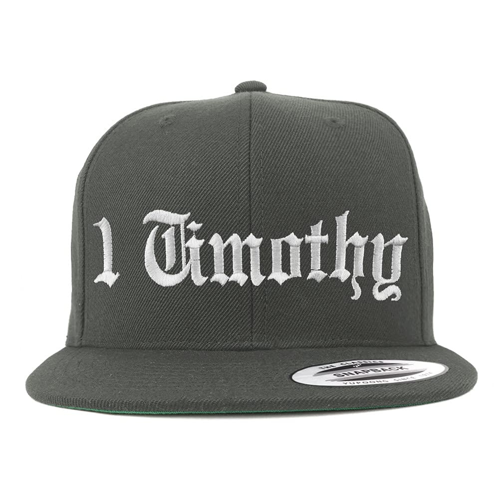 Trendy Apparel Shop 1 Timothy Old English Embroidered Flatbill Snapback