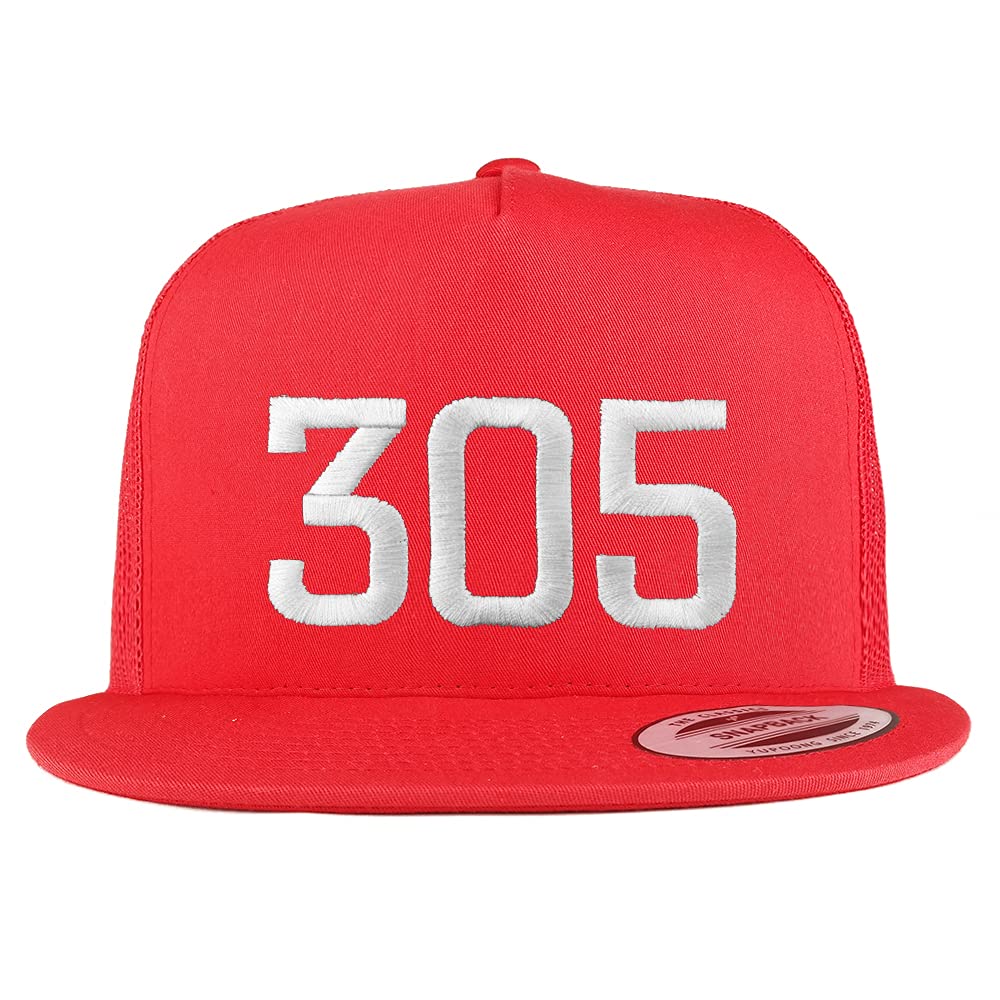 Trendy Apparel Shop Miami 305 Old English 5 Panel Flatbill Trucker Cap