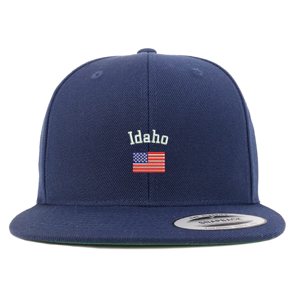 Trendy Apparel Shop Idaho USA Flag Embroidered Flatbill Snapback