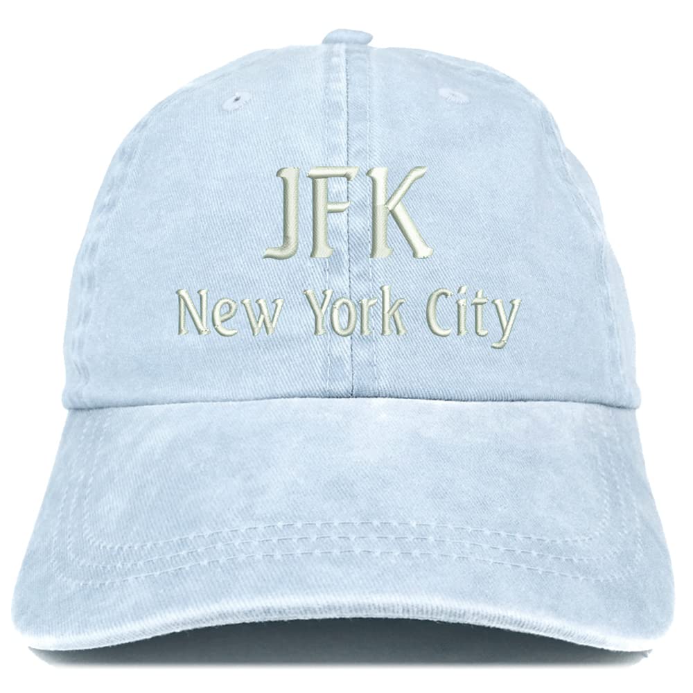Trendy Apparel Shop JFK New York City Embroidered Pigment Dyed Washed Baseball Cap