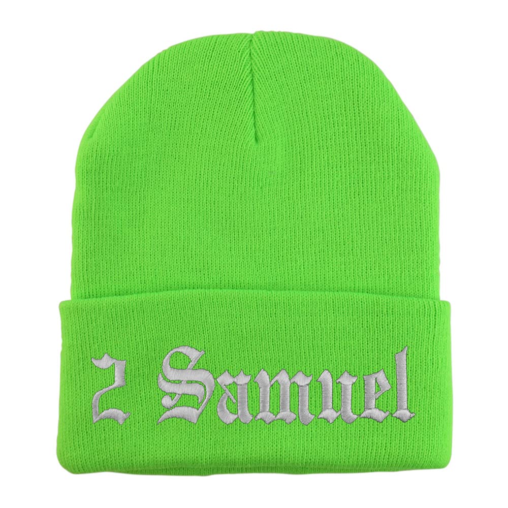 Trendy Apparel Shop 2 Samuel Old English Embroidered Long Cuff Beanie