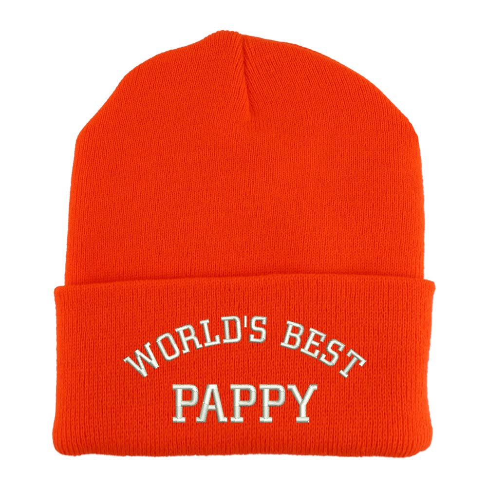 Trendy Apparel Shop World's Best Pappy Embroidered Made in USA Cuff Folded Acylic Knit Winter Beanie Hat