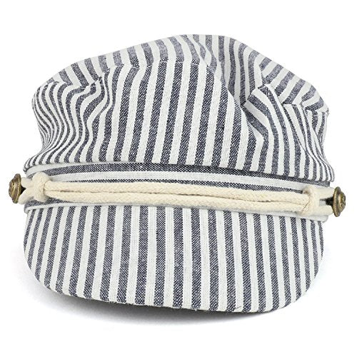 Trendy Apparel Shop Women's Greek Sailor Pinstriped Cotton Baker Boy Hat