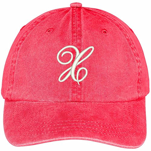 Trendy Apparel Shop Letter X Script Monogram Font Embroidered Washed Cotton Cap
