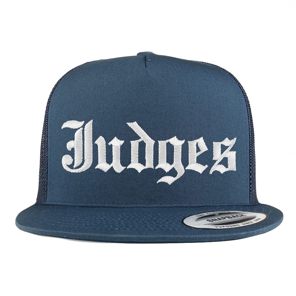 Trendy Apparel Shop Judges Old English 5 Panel Flatbill Trucker Cap