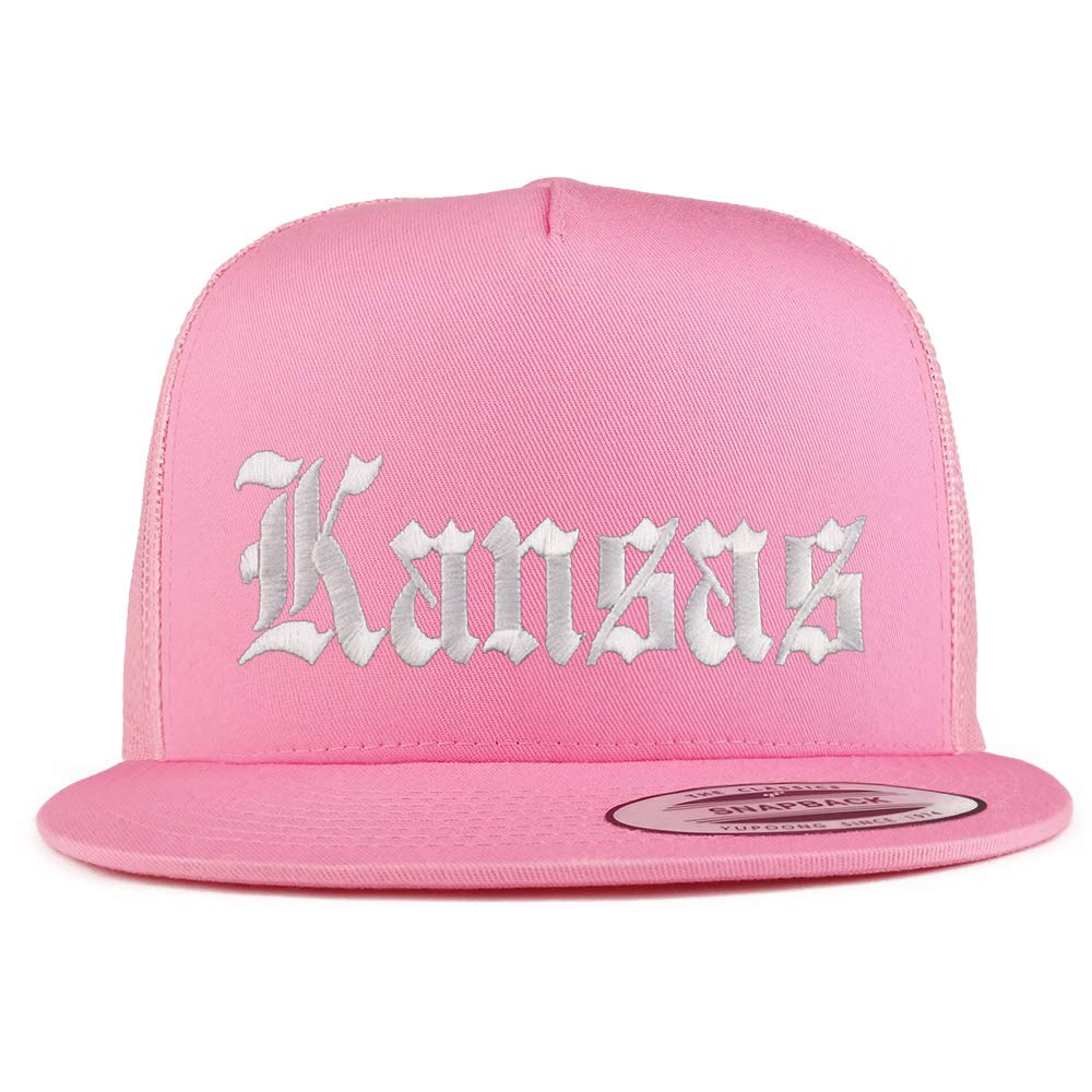 Trendy Apparel Shop Kansas State Old English 5 Panel Flatbill Trucker Mesh Cap