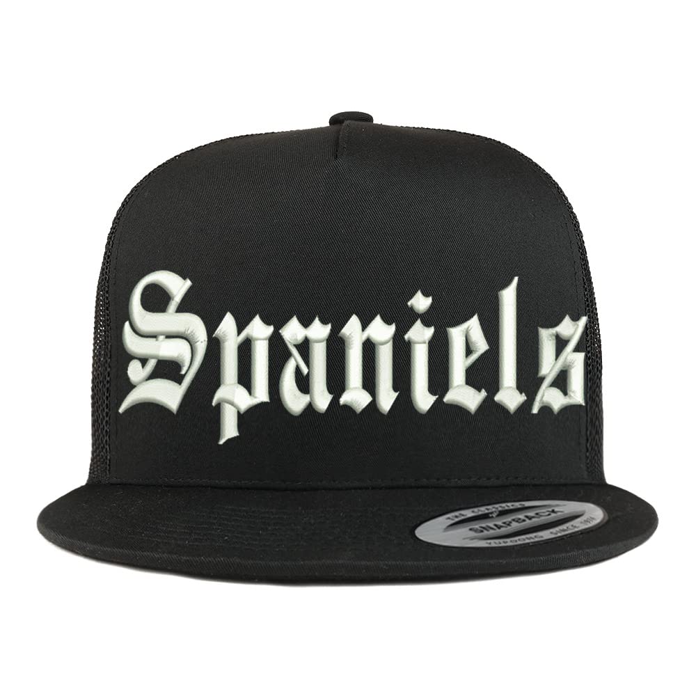 Trendy Apparel Shop Old English Spaniels 5 Panel Flatbill Trucker Cap