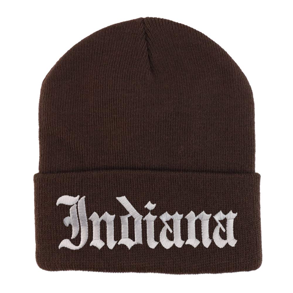 Trendy Apparel Shop Indiana State Old English Embroidered Long Cuff Beanie