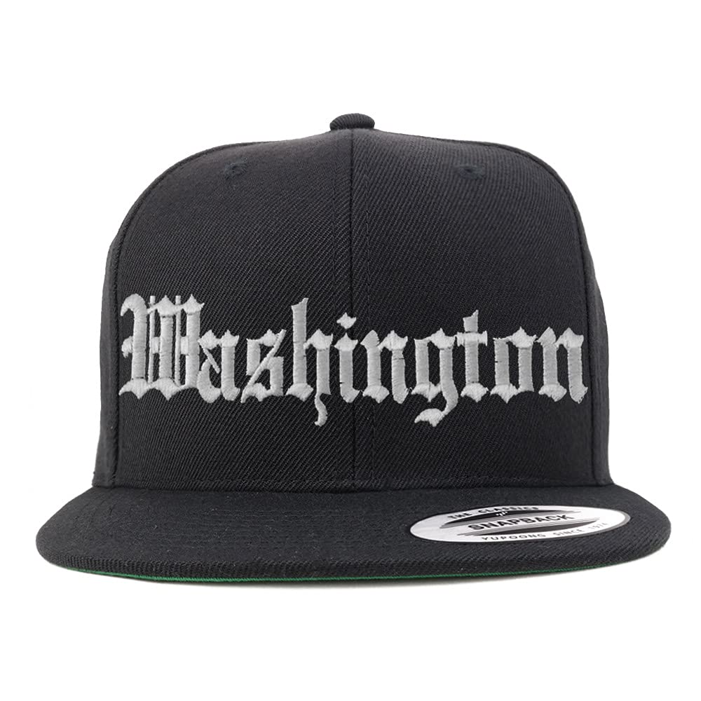 Trendy Apparel Shop Washington Old English Embroidered Flatbill Snapback