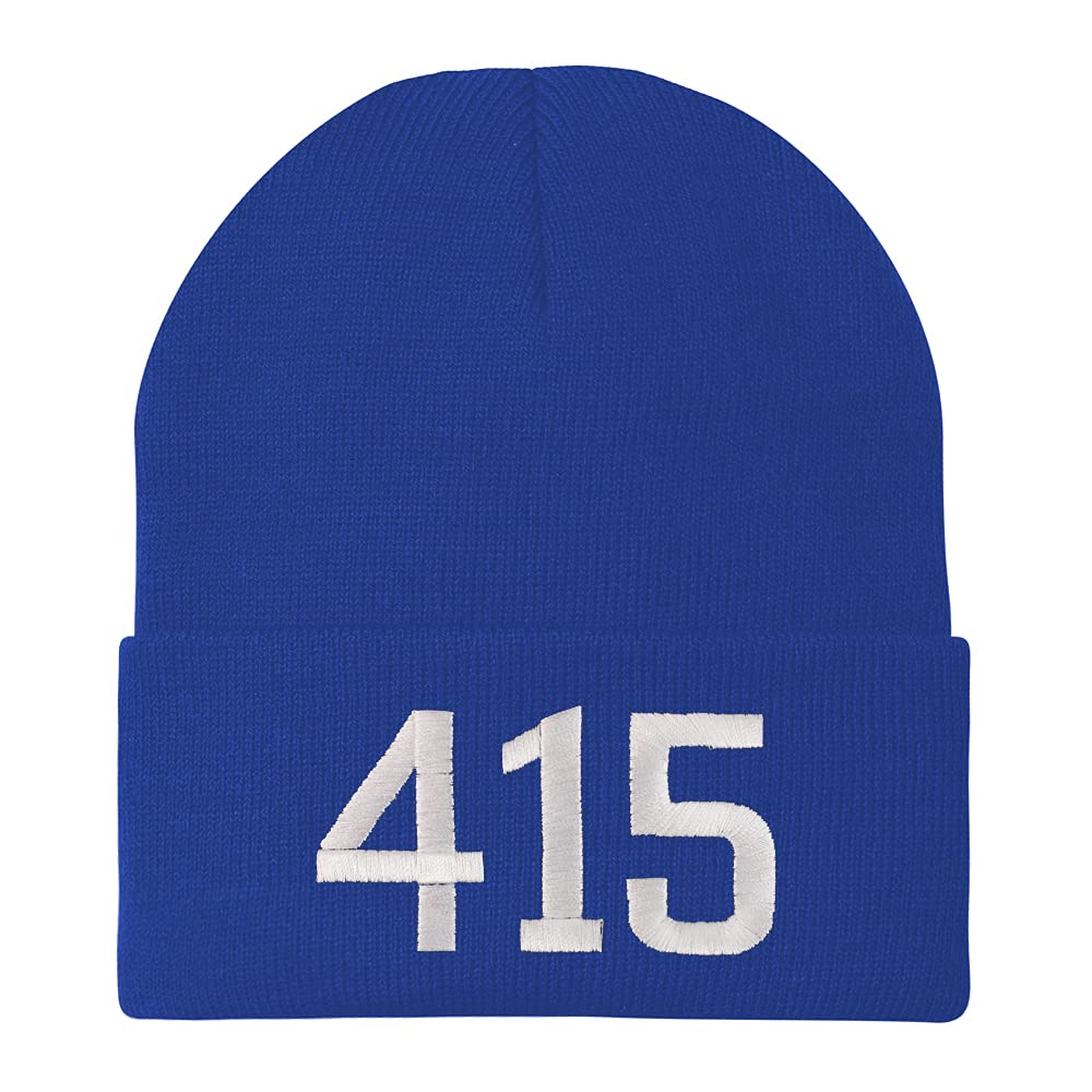 Trendy Apparel Shop 414 San Francisco CA Old English Embroidered Long Cuff Beanie