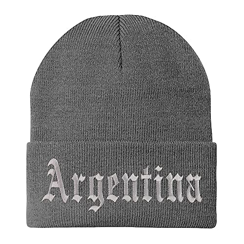 Trendy Apparel Shop Argentina Old English Embroidered Long Cuff Beanie