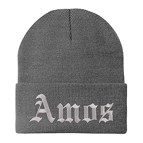 Trendy Apparel Shop Amos Old English Embroidered Long Cuff Beanie